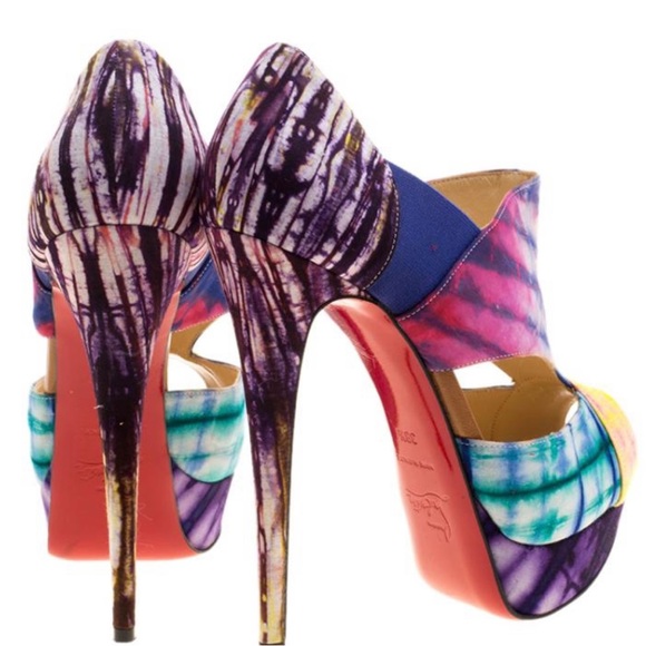 Christian Louboutin Pitou 150 Bazin Cutout Printed Red Sole Bootie Women 37.5 - Picture 11 of 14